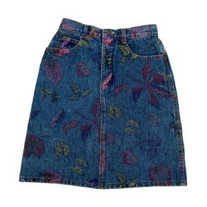 Floral Denim Mini Skirt Size 5 Women’s